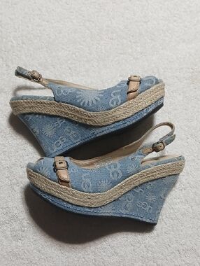 UGG Noella Womens Denim Wedge Sandals Size 9